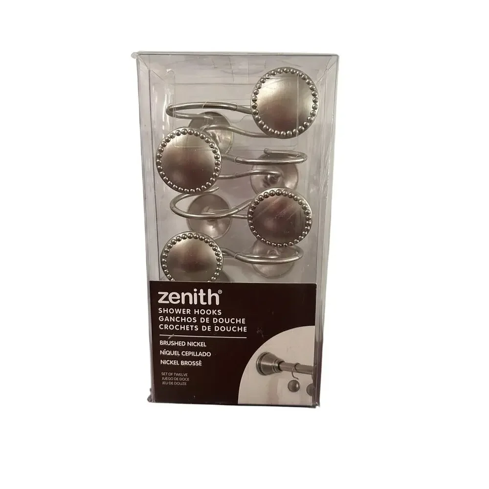 Zenith Brushed Nickel Showe Hooks Set of 12